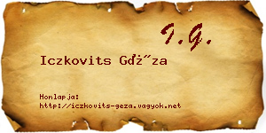 Iczkovits Géza névjegykártya